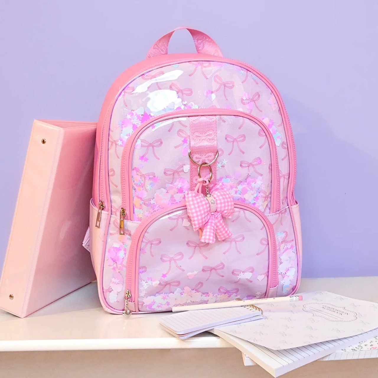 Girls' Bow Applique Large Backpack