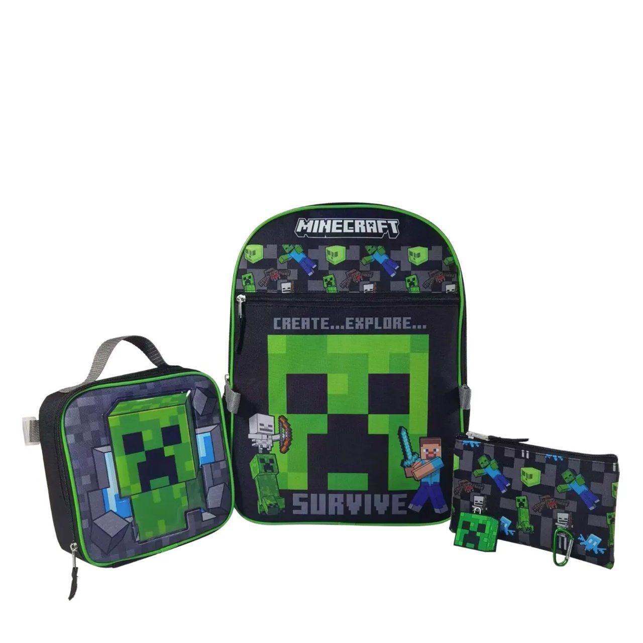 Youth Boy's' Minecraft 5 Piece Backpack Set
