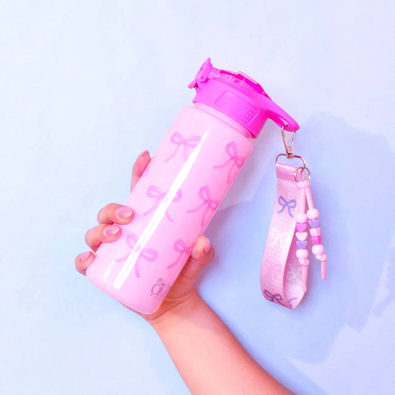 OMG Accessories Girls' Bow Water Bottle With Wristlet