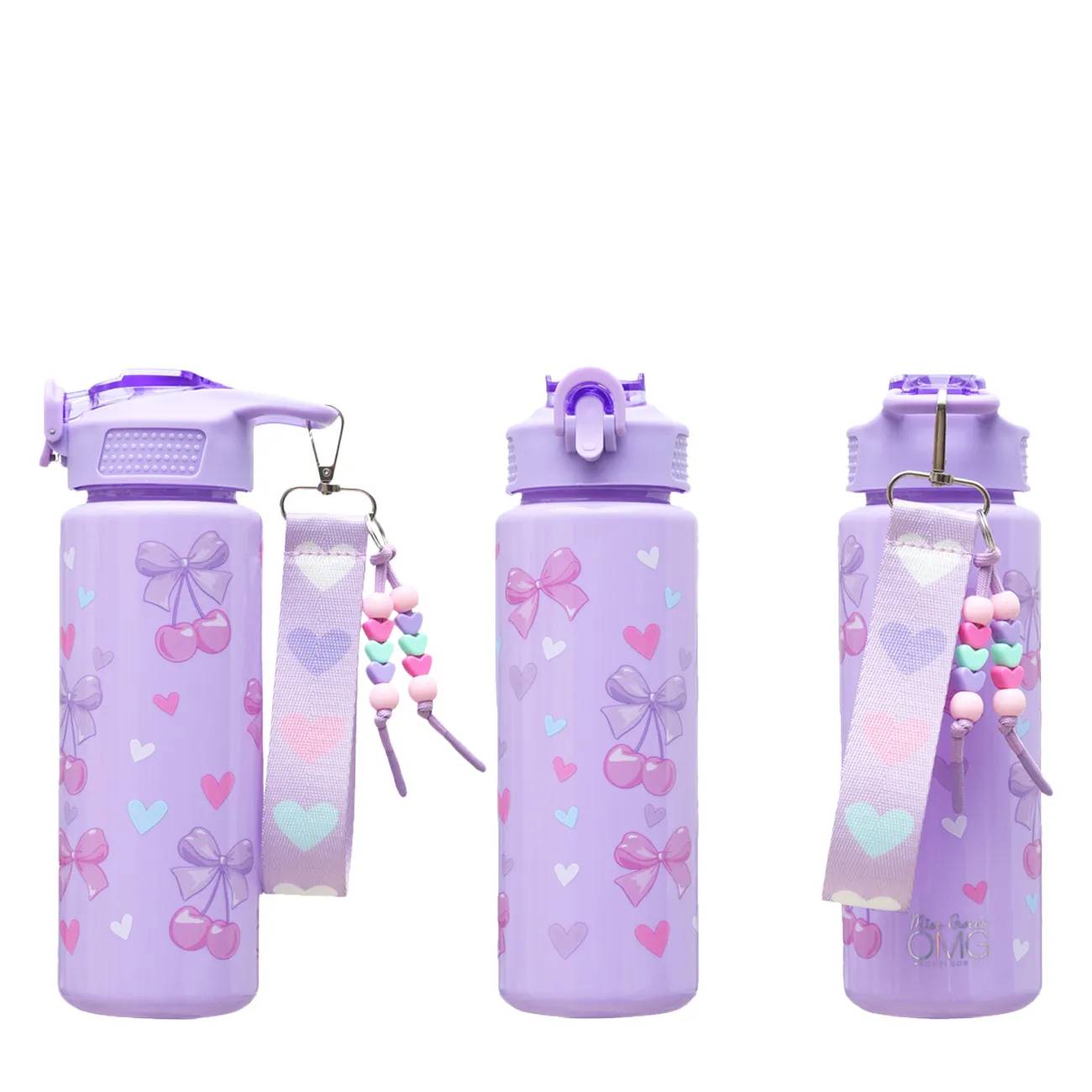 OMG Accessories Girls' Cherry Water Bottle With Wristlet