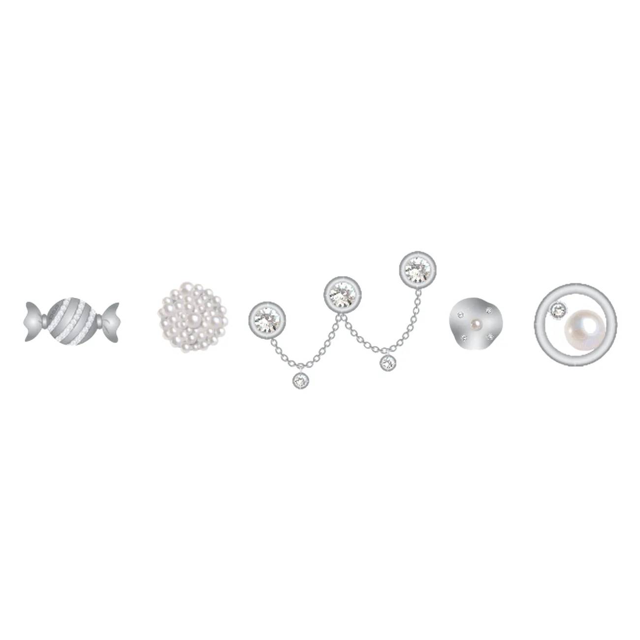 Crocs Jibbitz 5 Packs - Silver & Pearl Charm