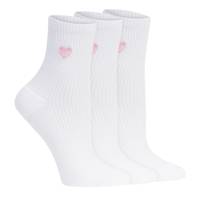 Women's 3PK Powder Love Quarter Socks WHITE/PINK view
