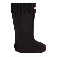 Women's Recycled Mini Cable Knitted Cuff Tall Boot Socks Black view