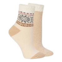 Women's 2-Pack Snow Day DBL Layer Crew Socks TAN COMBO view