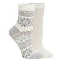 Women's 2-Pack Snow Day Double Layer Crew Socks PINK/BROWN view