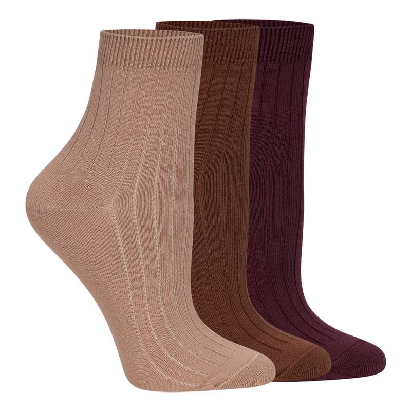Powder Rib Quarter Ankle Socks - 3 Pack