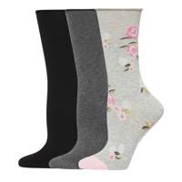 Women's Crew Jean Socks PINK/GREY FLORAL view