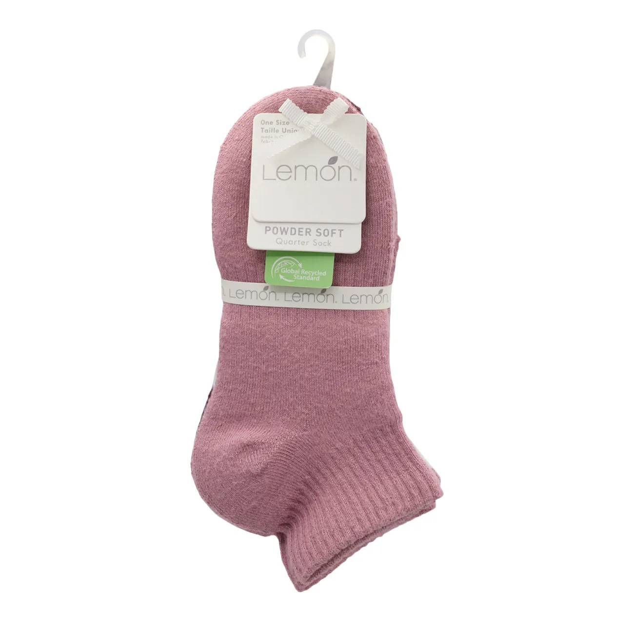 Lemon Women's 3 Pack Full Terry Powder Cushion Quarter Crew Socks
