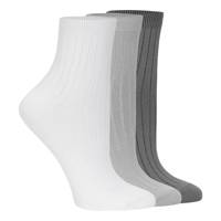 Powder Rib Quarter Ankle Socks - 3 Pack GREY view