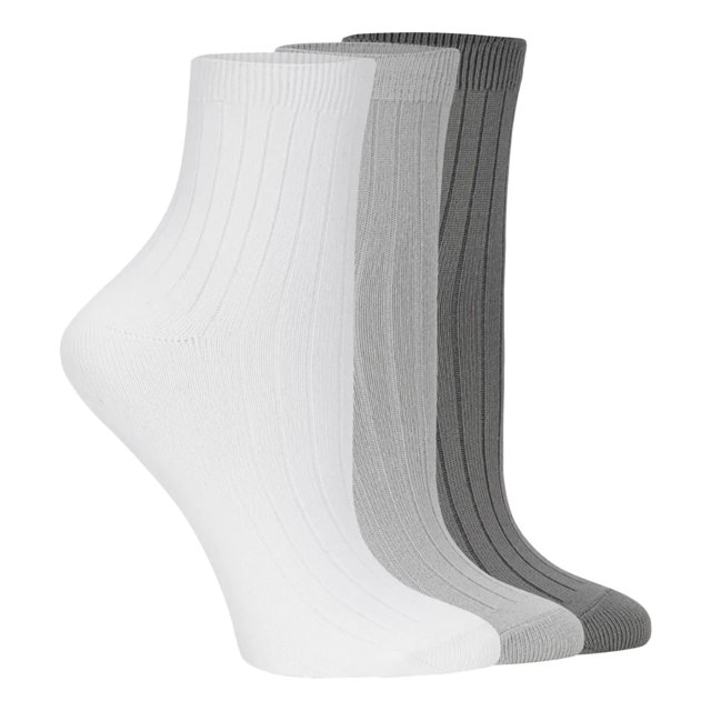 Powder Rib Quarter Ankle Socks - 3 Pack