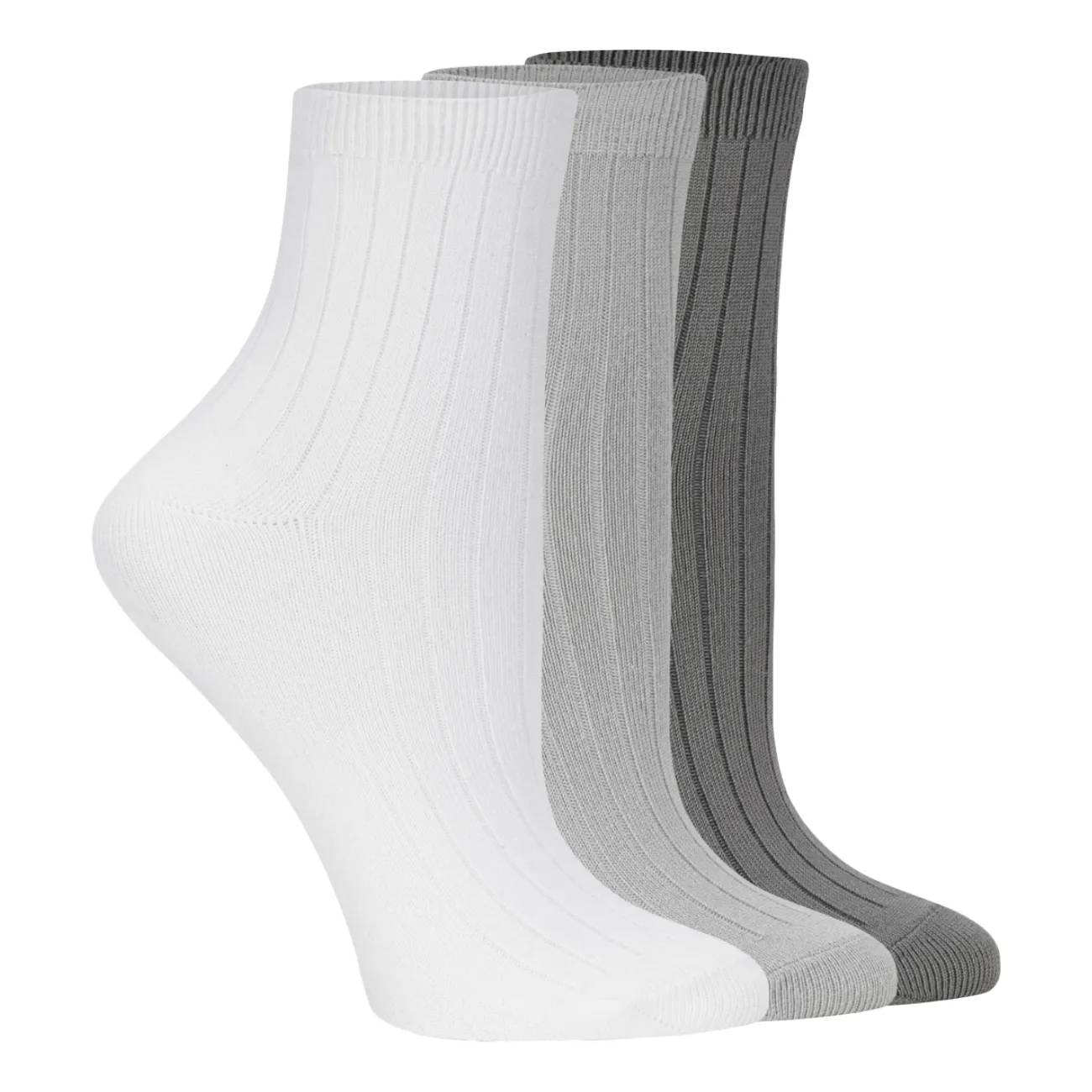 Lemon Powder Rib Quarter Ankle Socks - 3 Pack