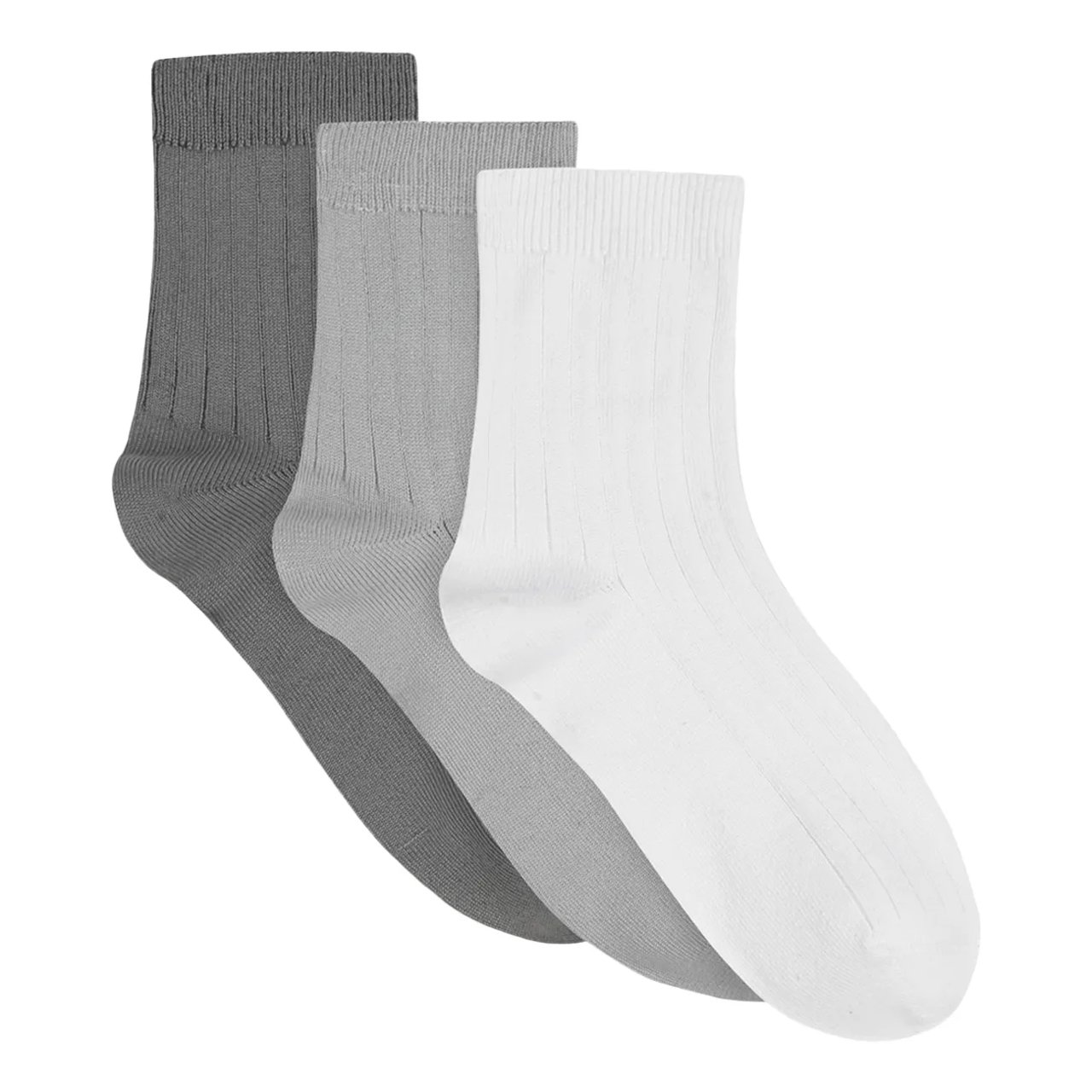 Powder Rib Quarter Ankle Socks - 3 Pack