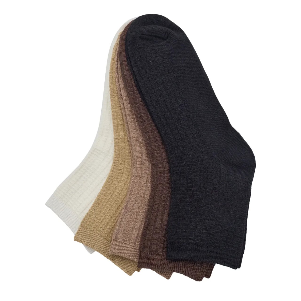 Women's Neutral Waffle Ankle 5-Pack Socks
