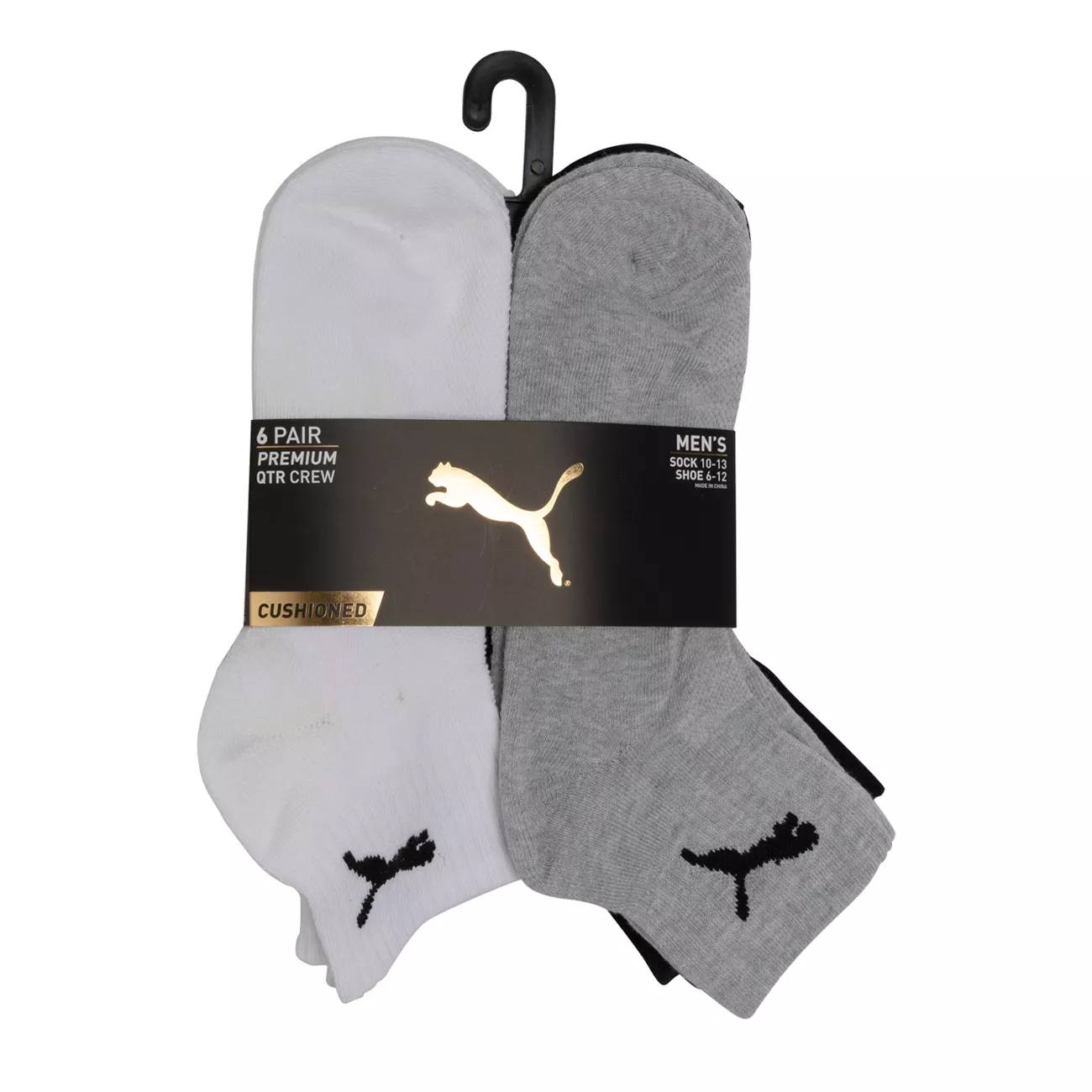 PUMA Men's 6-Pack Premium Quarter Crew Socks