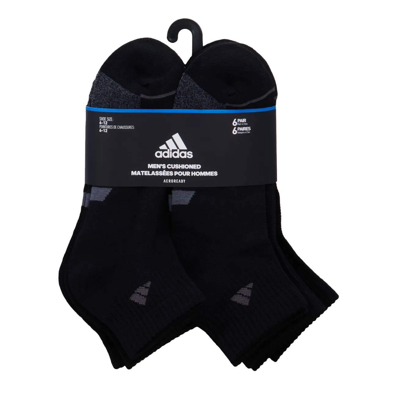 adidas Mens' 6 Pack Quarter Socks