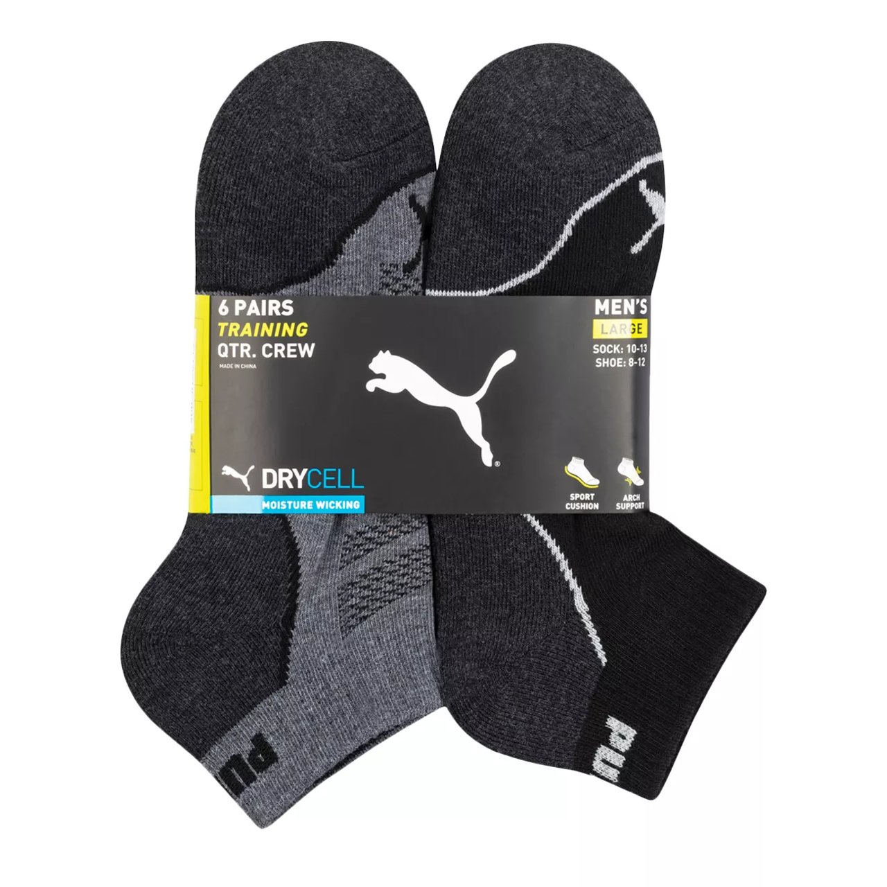 Men's 6-Pack Training Quarter Crew Socks