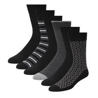 Men's 6 Packs Non Terry Crew Socks BLACK MIXED view