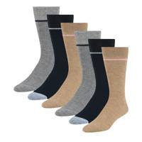 Men's 6PK Non Terry Crew Sock BEIGE MIX view