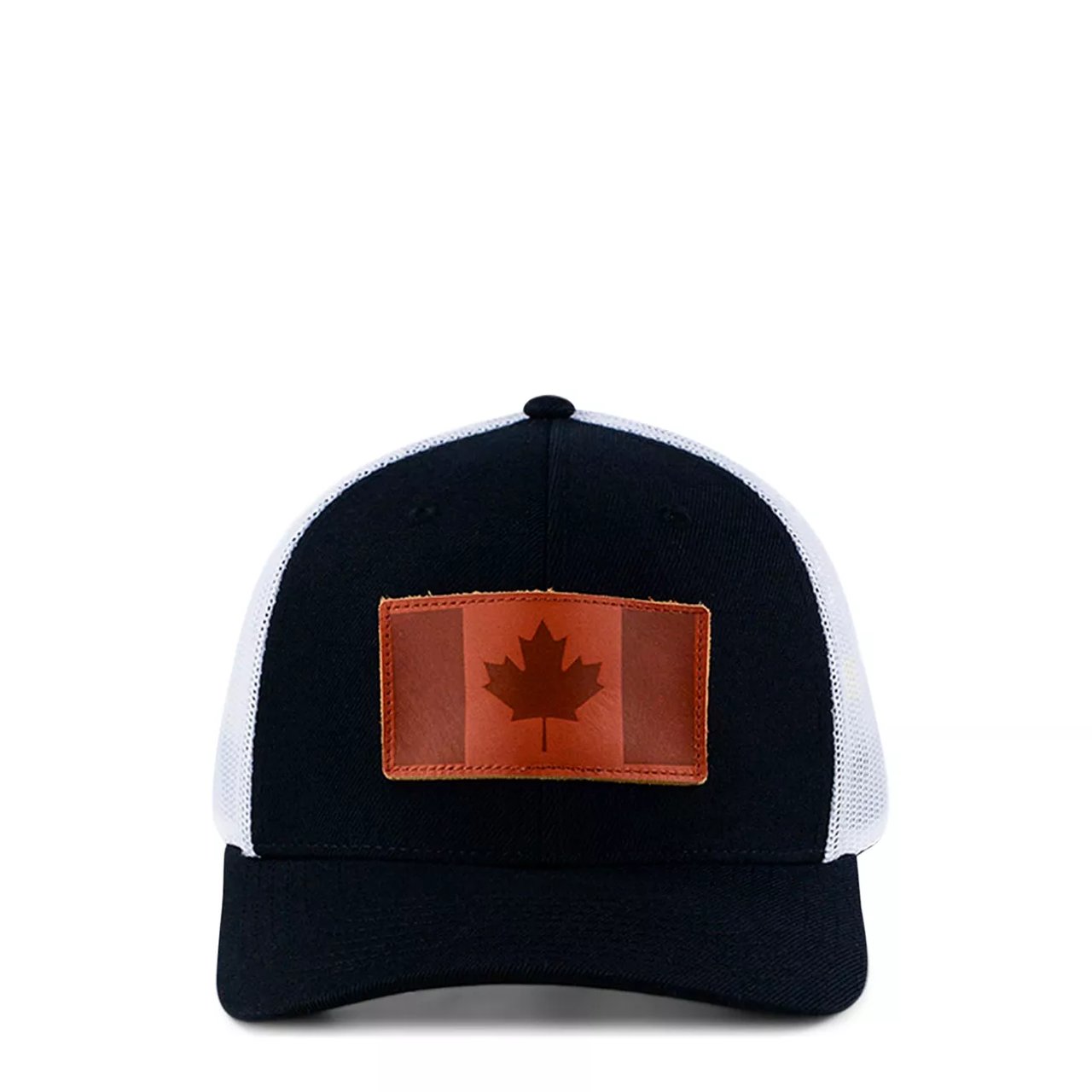 Leather State Patch Curved Trucker Snapback Cap