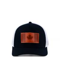 Leather State Patch Curved Trucker Snapback Cap Black/White/Brown view