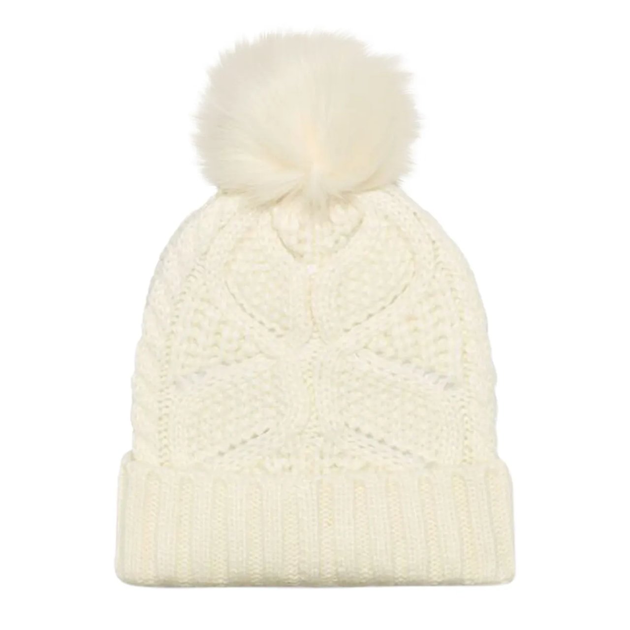 Women's Cable Beanie W Pom