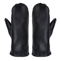 WOMENS' MITTEN WITH FAUX FUR LINING BLACK LEA BLACK LEATHER 0 view