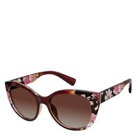 Women's Floral Cat Eye Sunglasses BROWN view