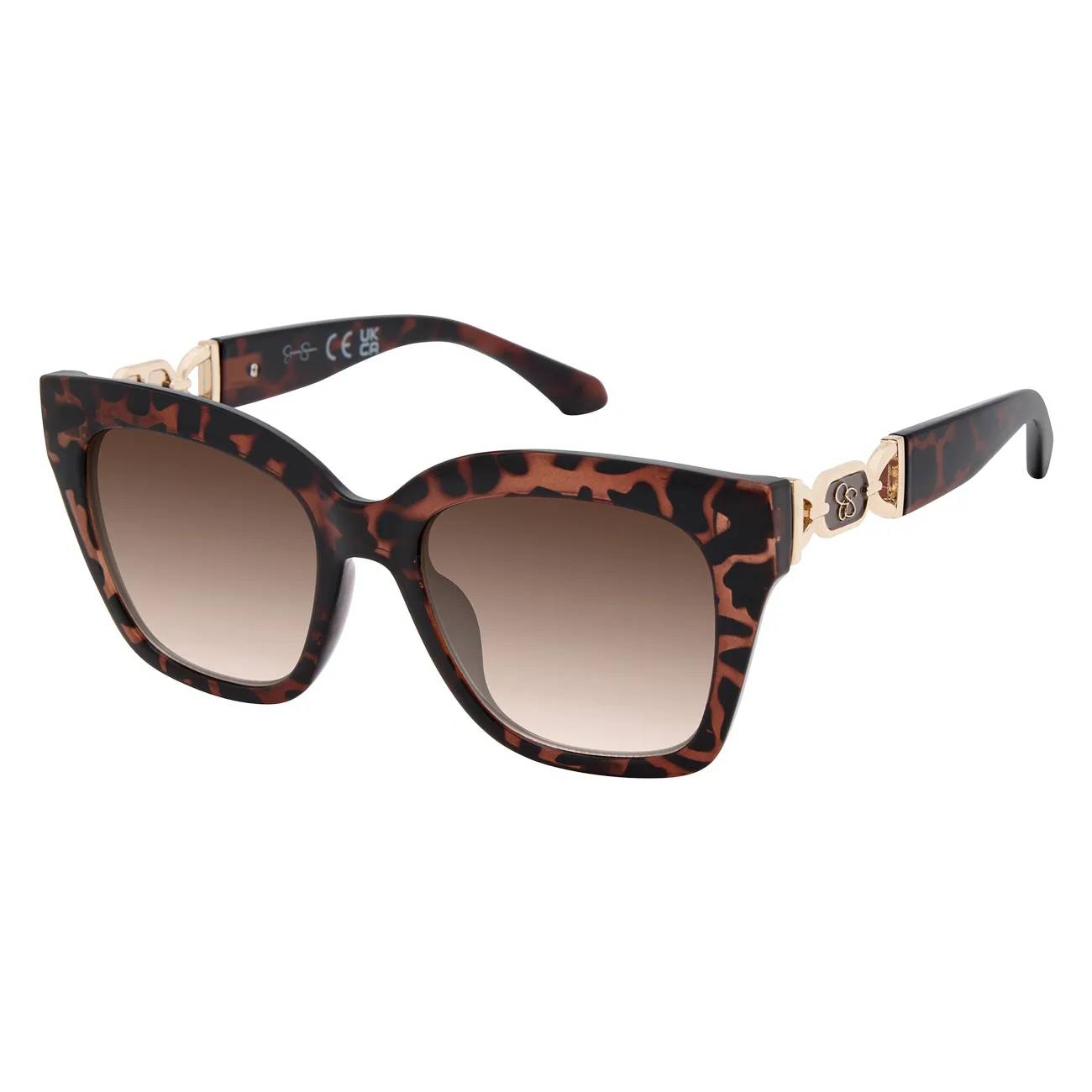 Jessica Simpson Women's Glamorous Square Enamel Logo Sunglasses