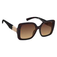 Women's Glam Textured Temple Sunglasses Brown view