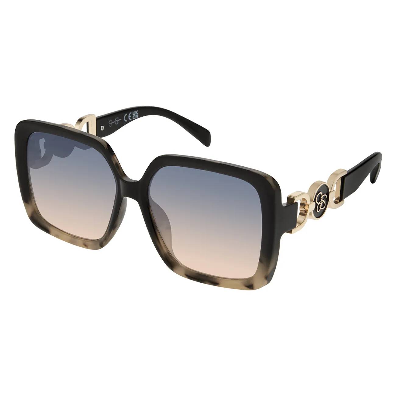 Jessica Simpson Women's Glamorous Square Metal Chain Combo Block Sunglasses