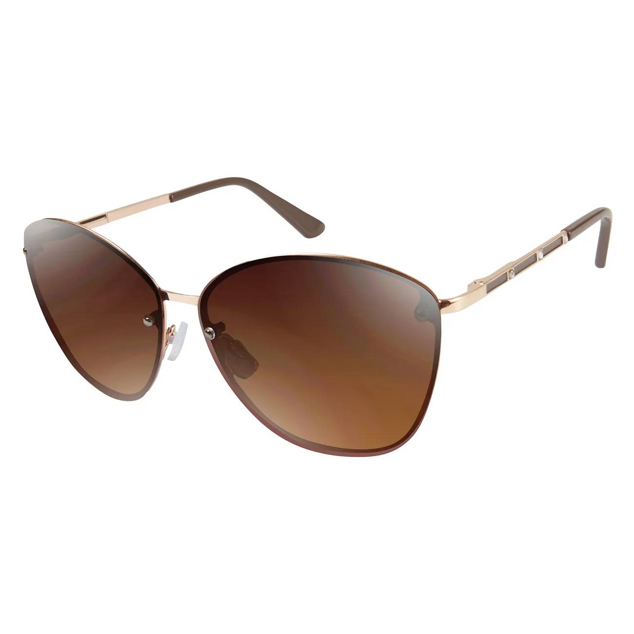 Tahari Womens CatEye Metal Frame Sunglasses with Rhinestone Temple