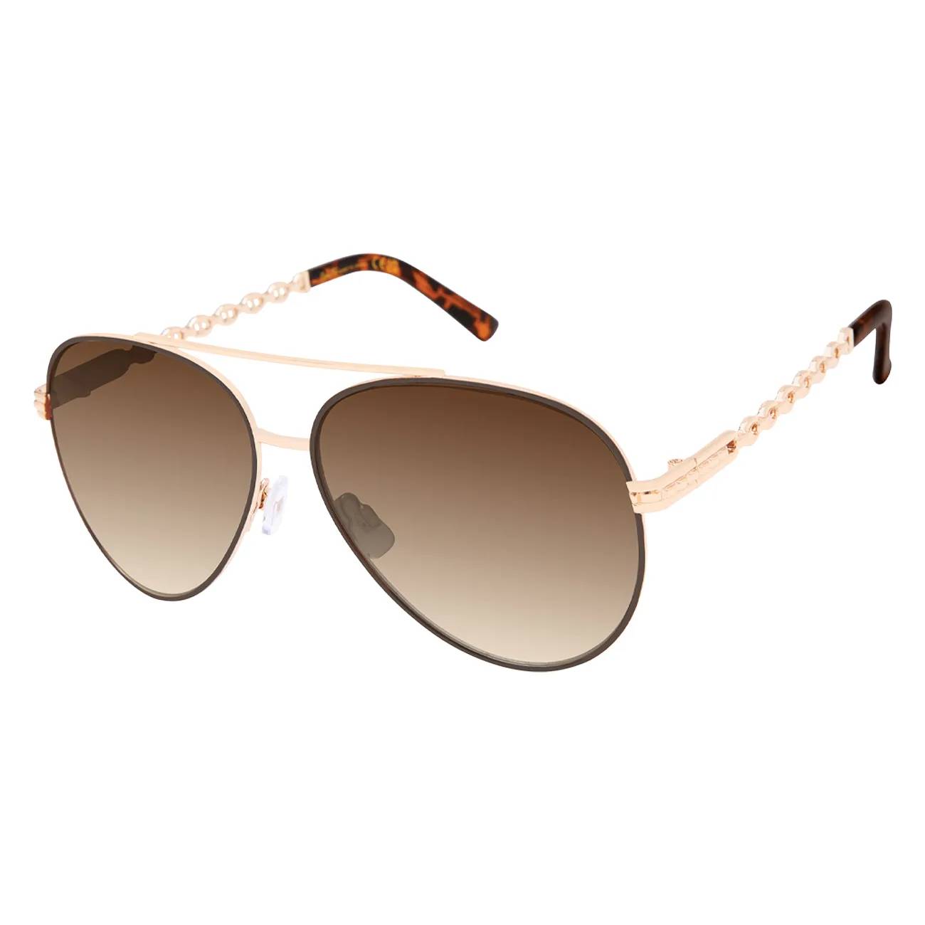 Nanette Lepore Women's Enamel Chain Aviator Metal Sunglasses
