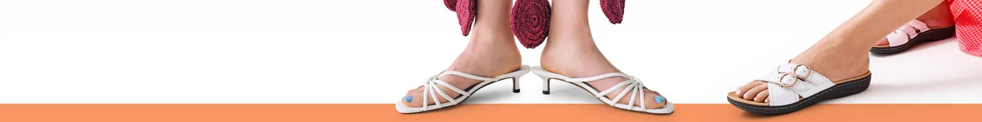 White heels and white sandals