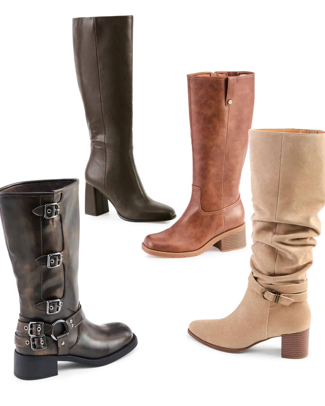 Shop Tall Boots | A woman wearing tall boots in brown