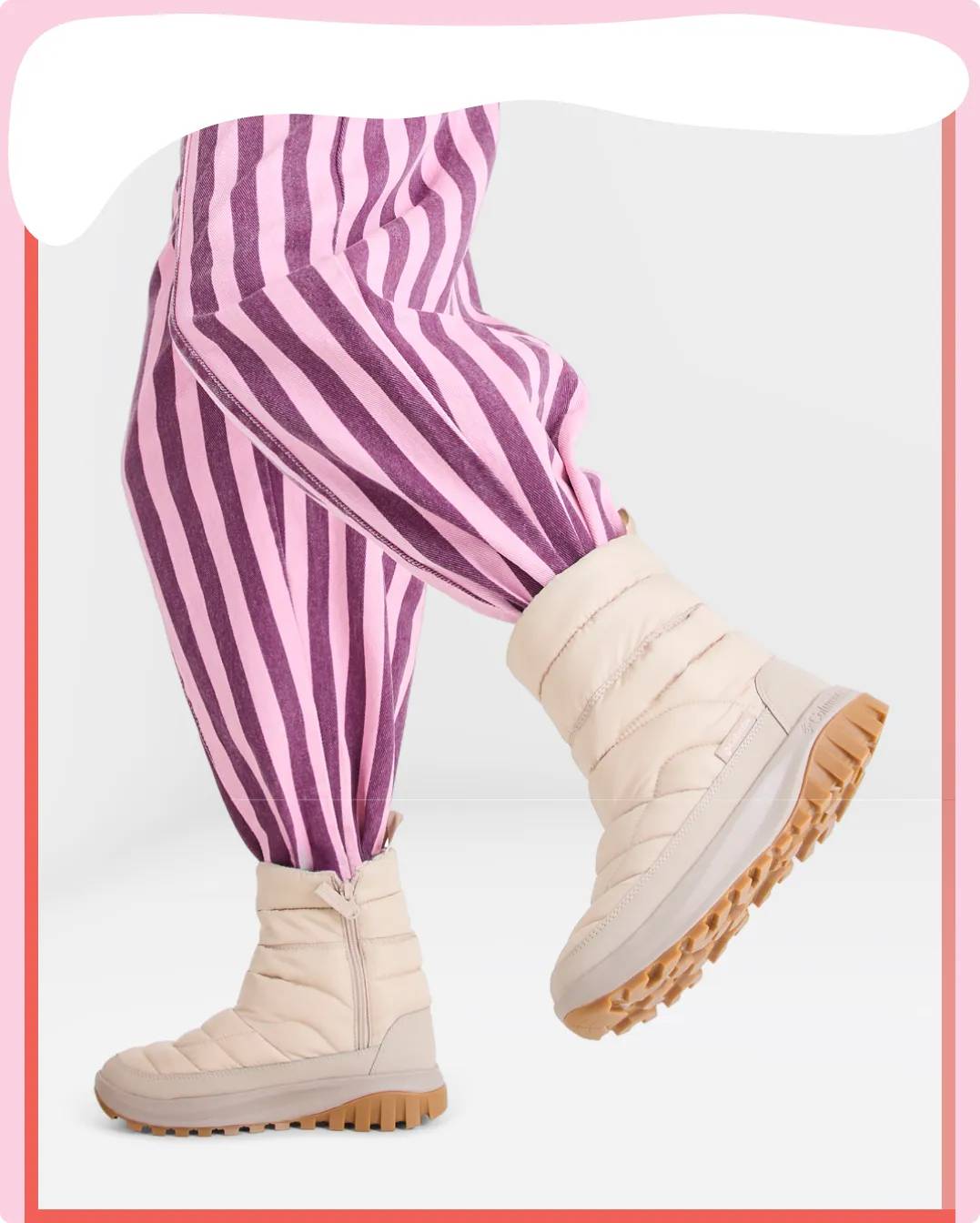 Shop snow and winter boots | woman wearing white snow boots