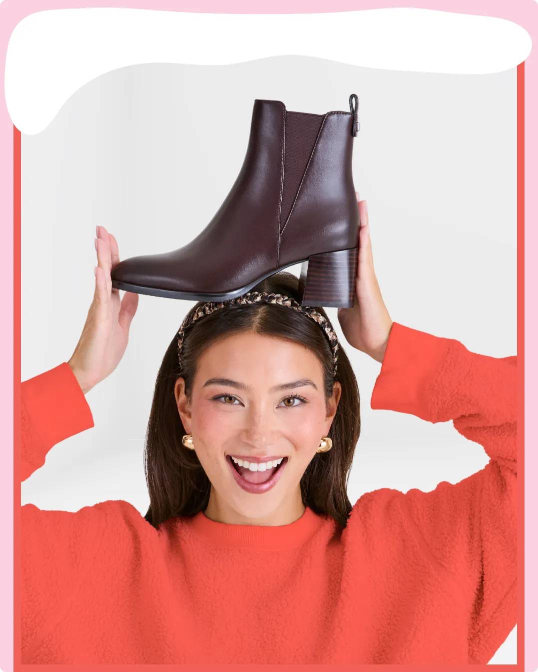 Shop booties | woman with a brown bootie