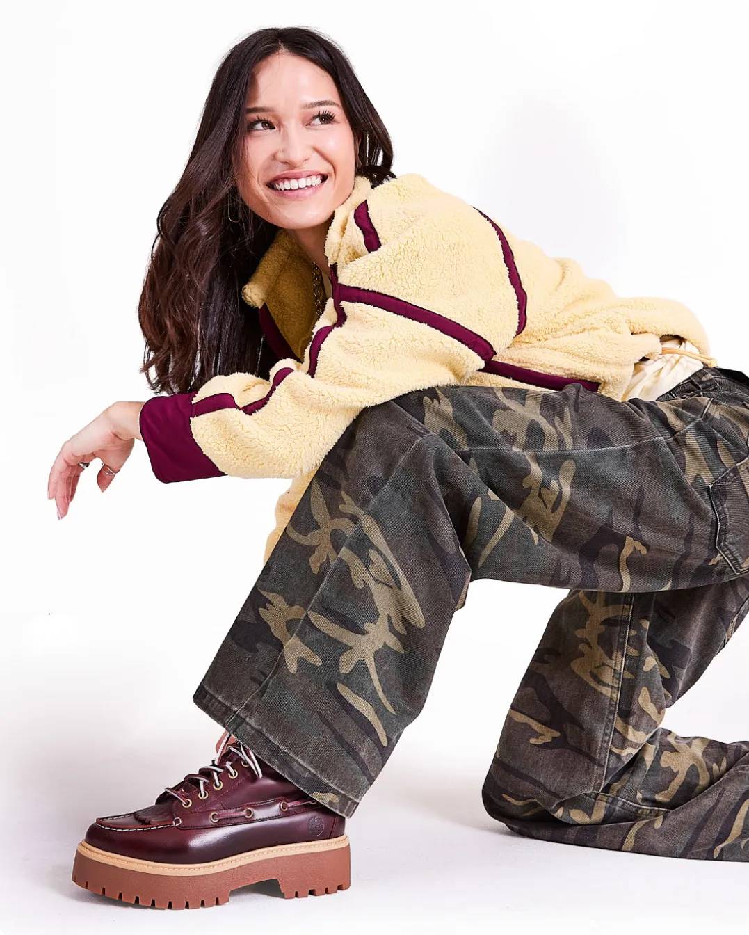 a women wearing lace-up combat boots | shop combat boots