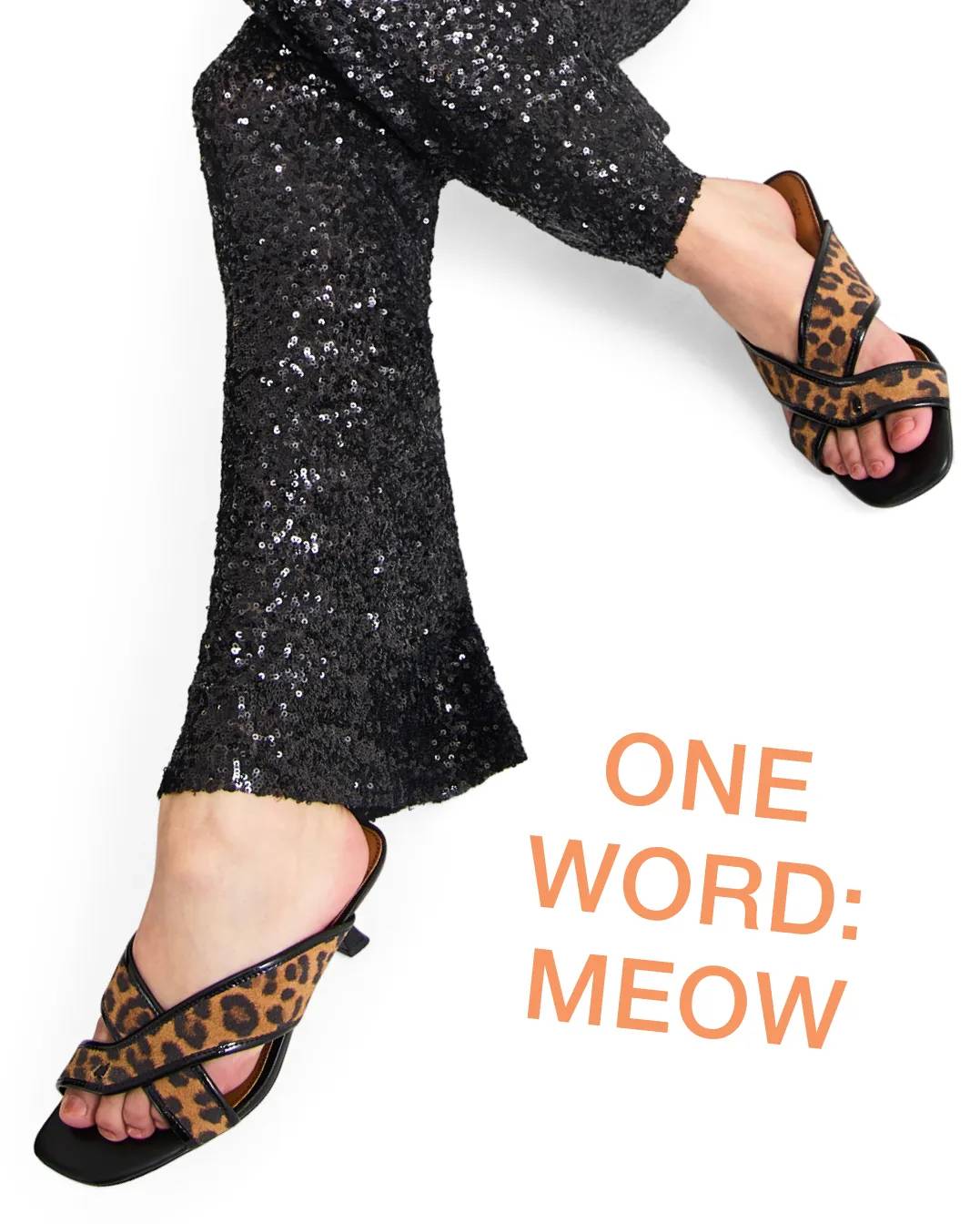 Shop animal print ||  a pair of animal print flat sandals