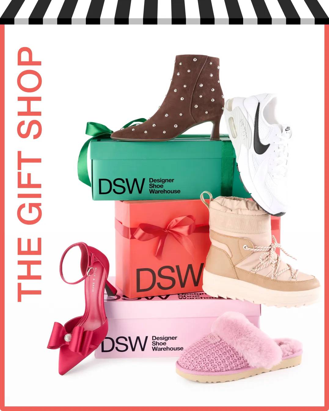 Gift boxes and variety of shoes