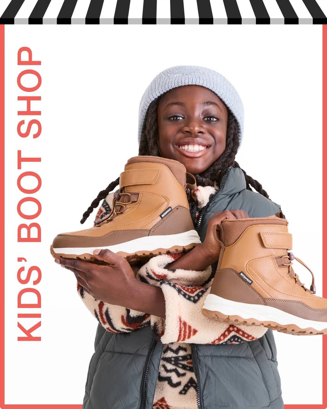 Kid holding boots