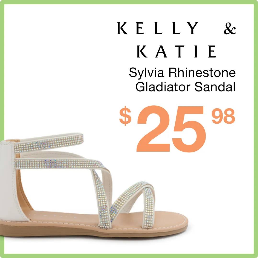 Kelly & Katie Logo "Sylvia Rhinestone Gladiator Sandal $25.98"