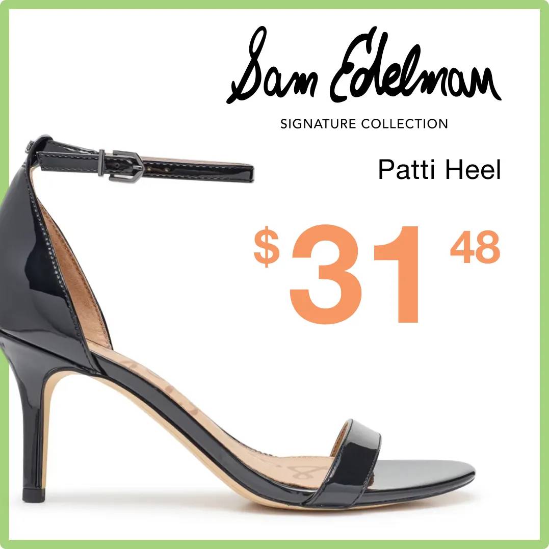 Sam Edelman logo "Patti Heel $31.48" with the heel in black