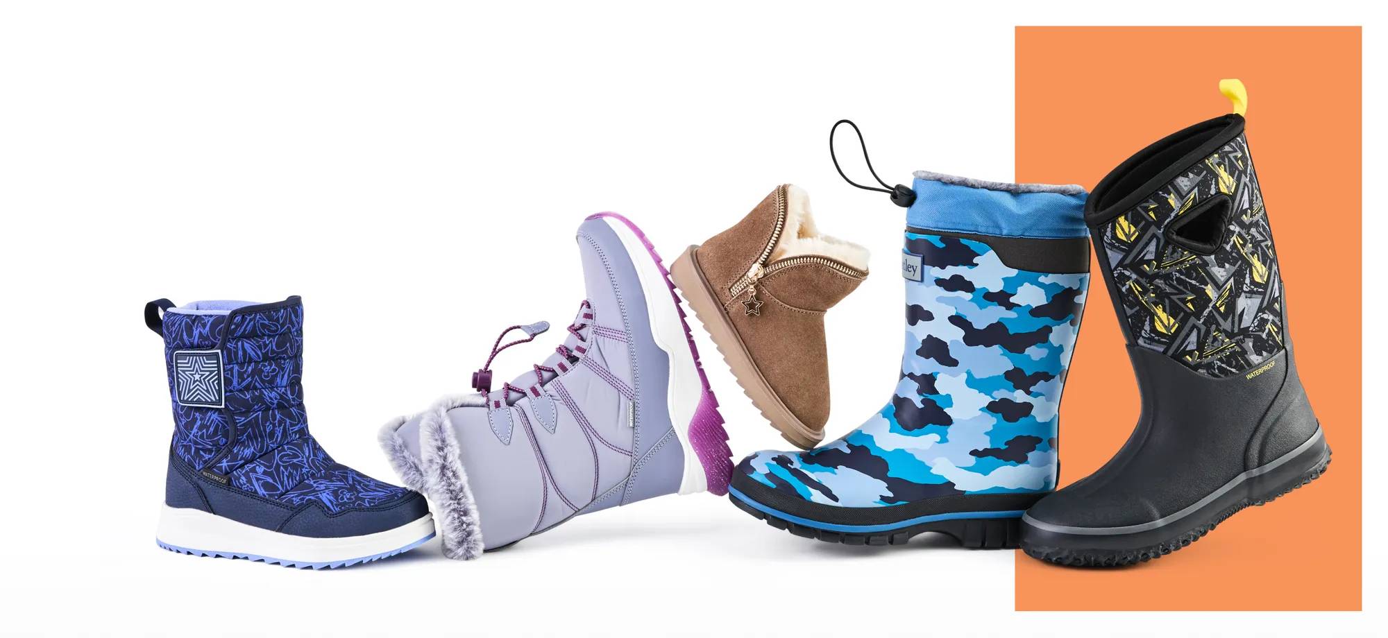 Variety of winter boot styles for kids