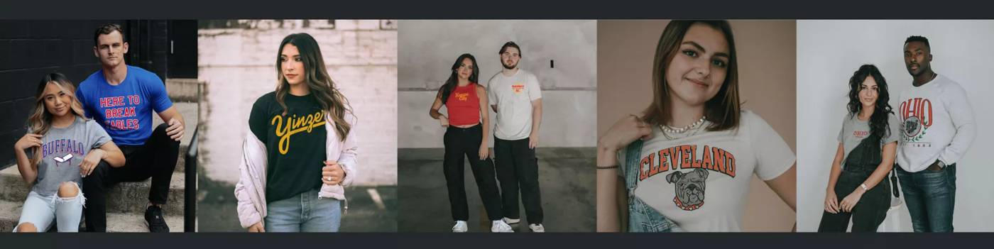 Featuring 8 people wearing apparel representing different sports teams.