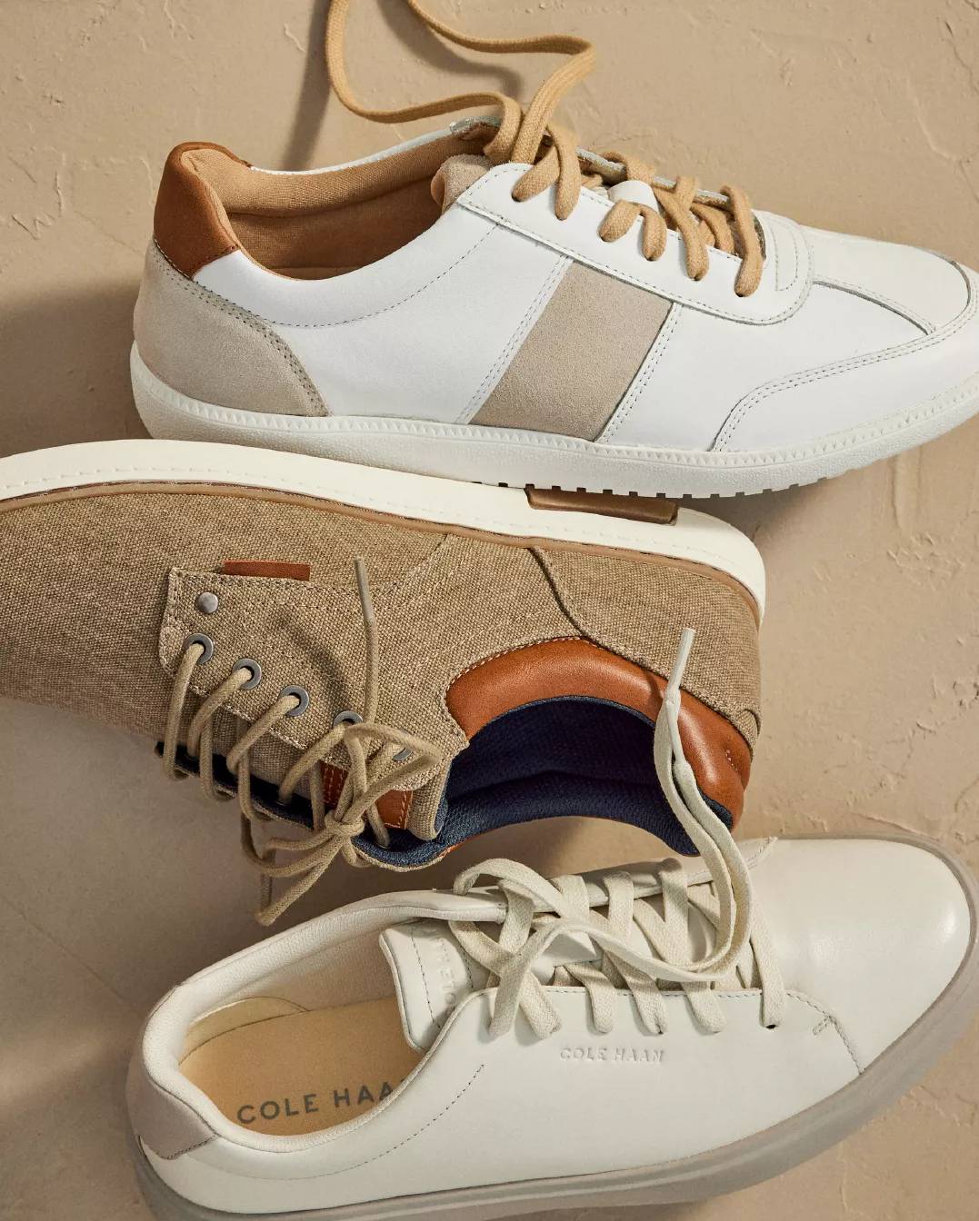 Featuring an assortment of sneakers.