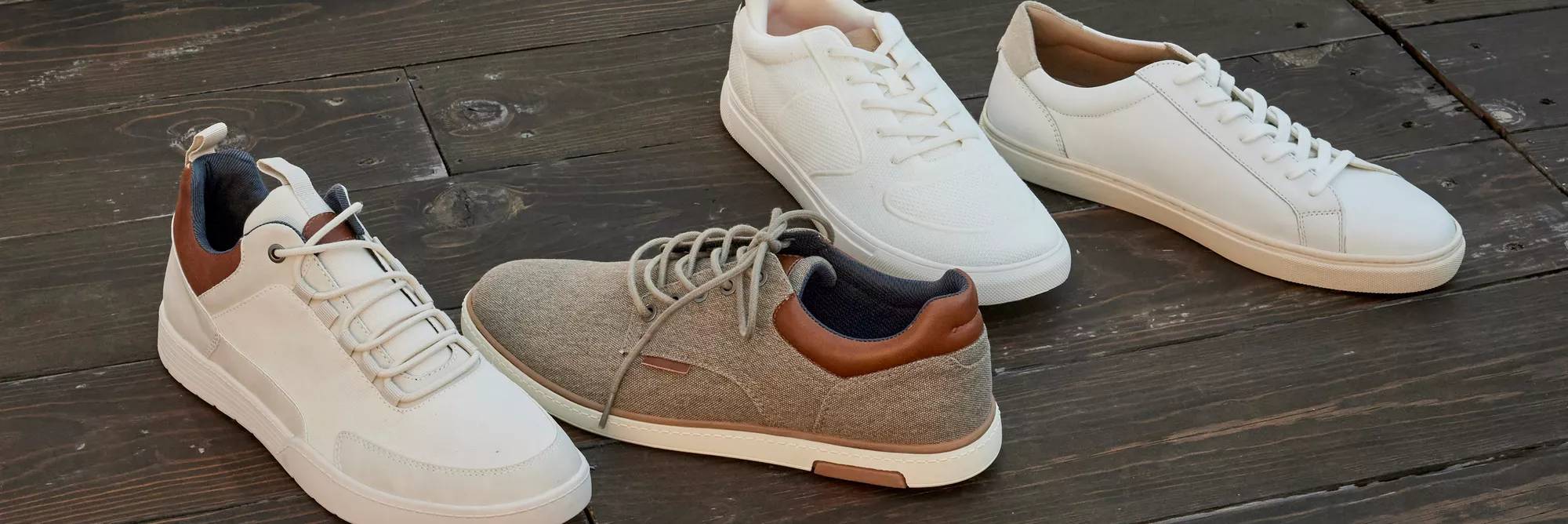 Featuring an assortment of men's sneakers.