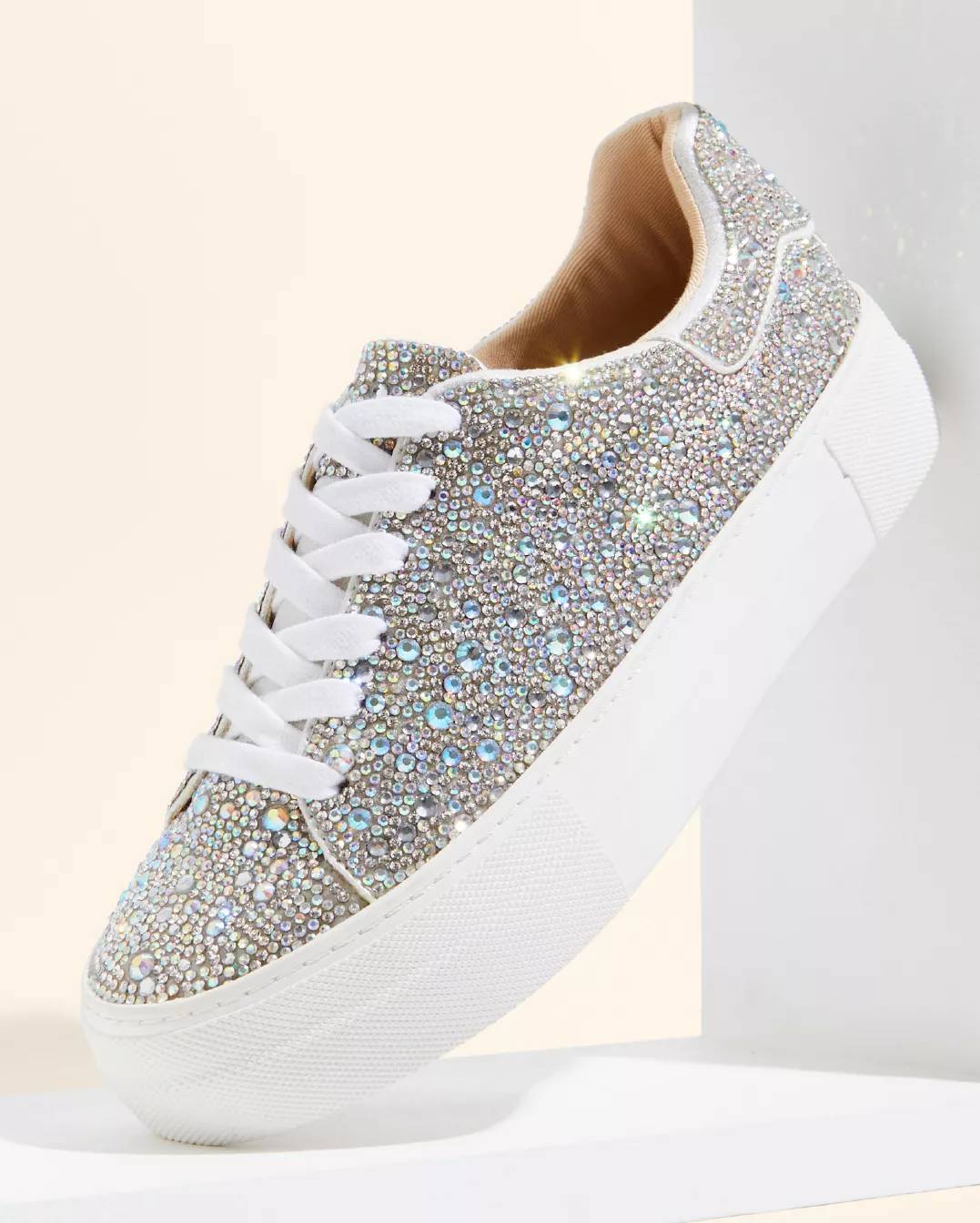 Featuring a sparkly bridal sneaker