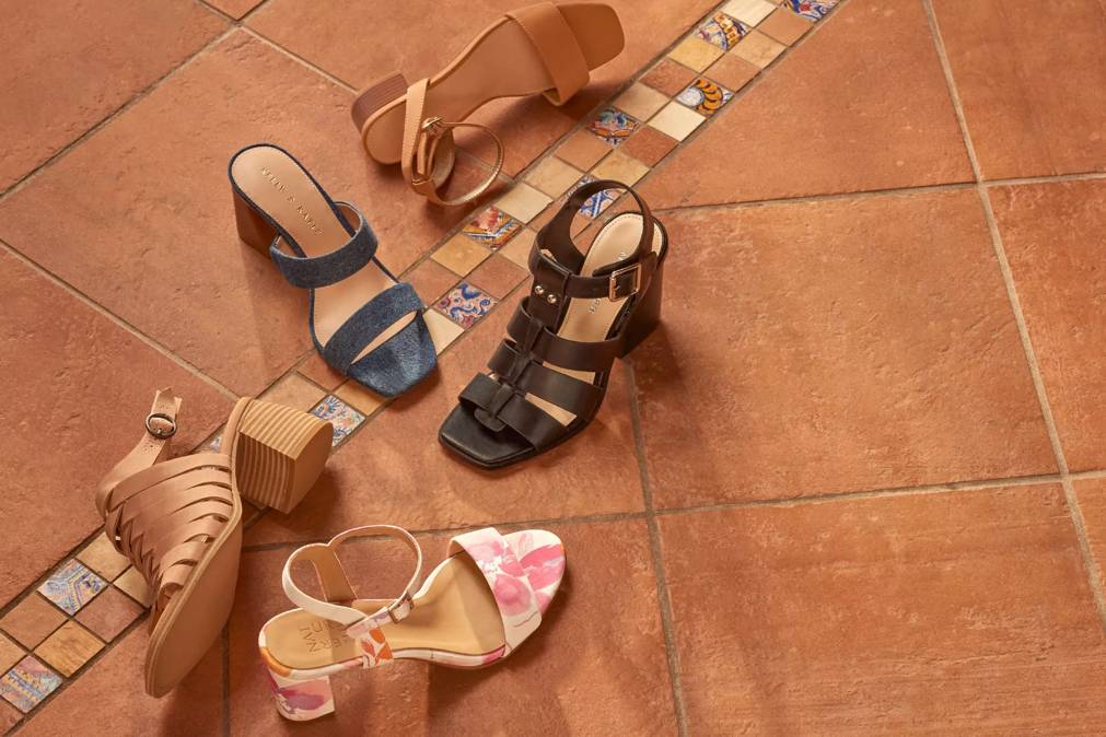 Featuring an assortment of women's block heels.