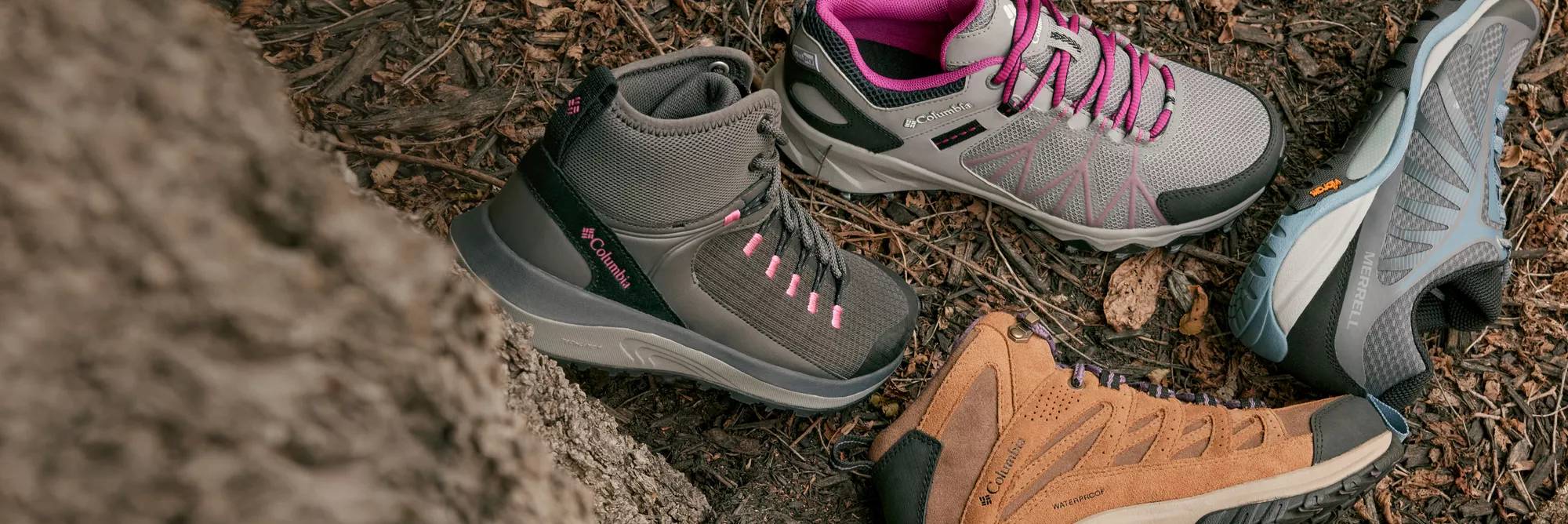 An assortment of hiking boots