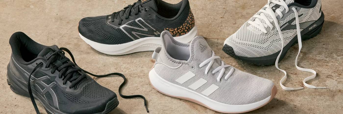 An assortment of running shoes and sneakers